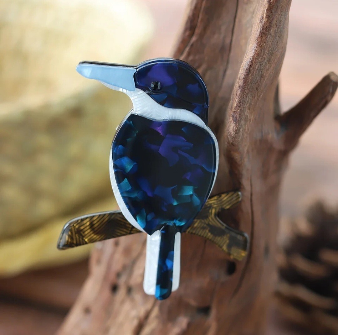 鳥のブローチ　カワセミ　青い鳥　野鳥　鳥の雑貨HANAKO