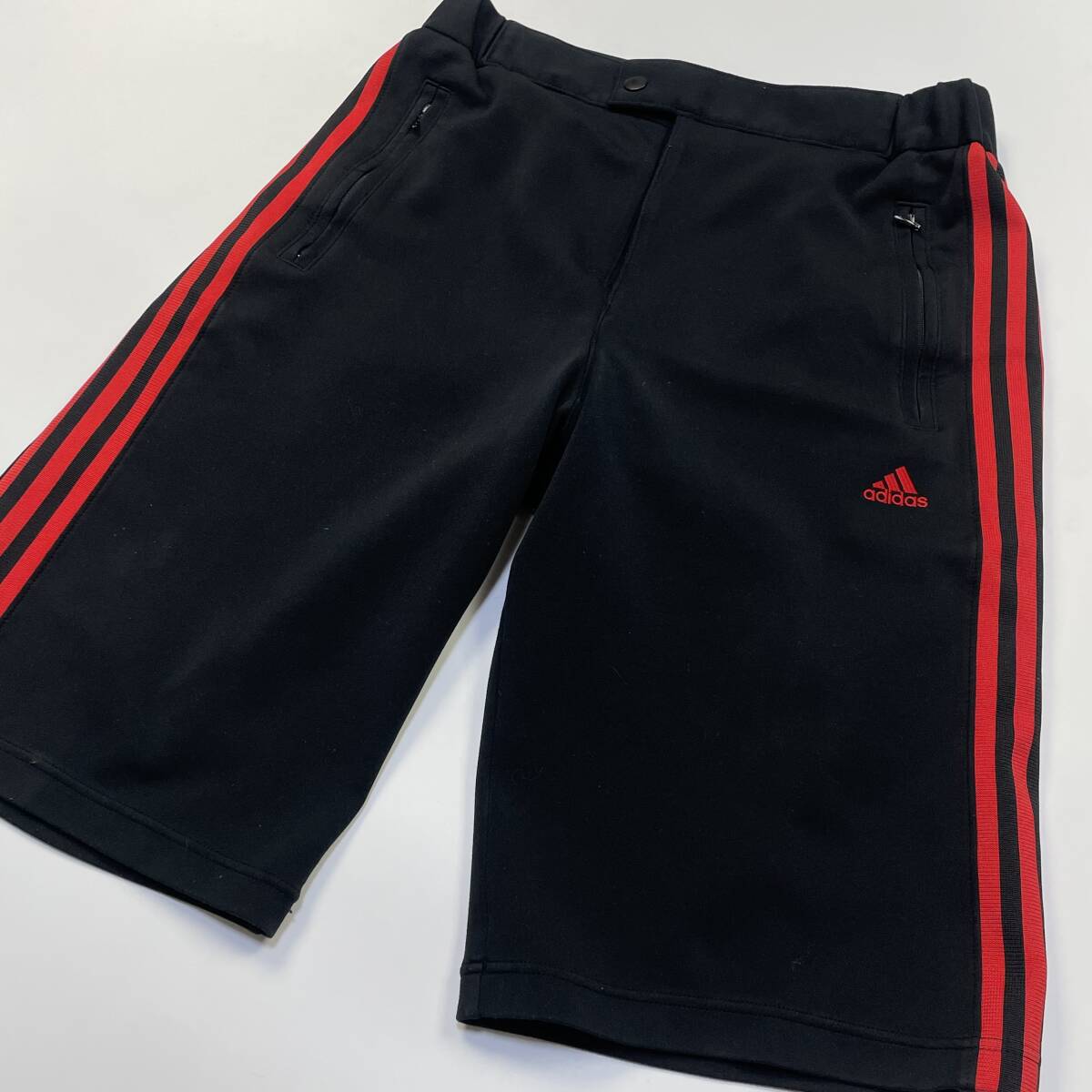 日本製 00s 2001年製 adidas アディダス JD1004 トラックショーツ ハーフパンツ 黒×赤 W85 L/F376/検トラックパンツ_画像9