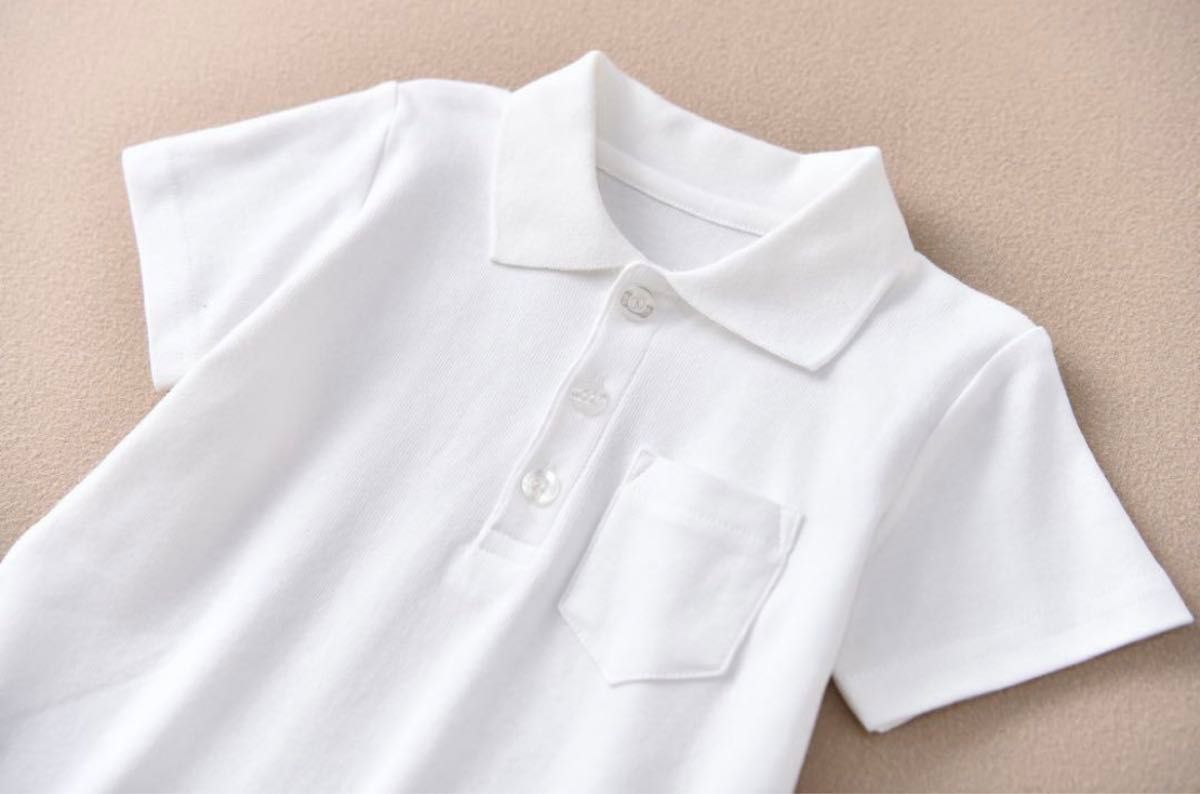男の子　半袖　白ポロシャツ　Tシャツ　160 綿100% 【新品未使用】