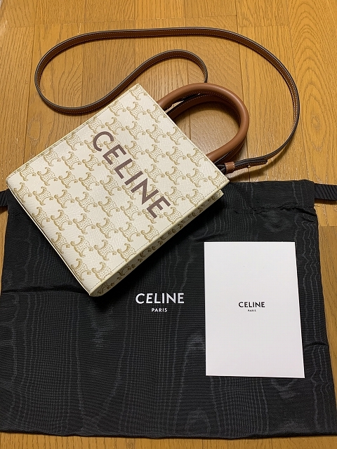 美品 CELINE ミニ バーティカル トリオンフ キャンバス カバ バッグ セリーヌ_画像1