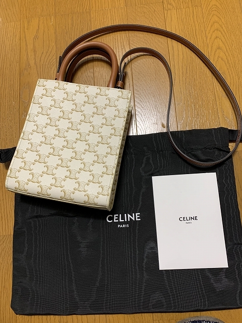 美品 CELINE ミニ バーティカル トリオンフ キャンバス カバ バッグ セリーヌ_画像2