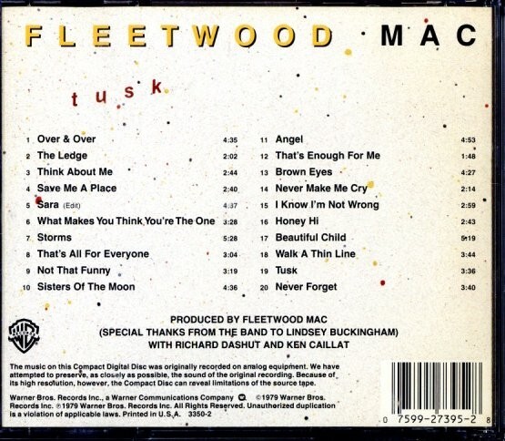 ★即決・送料無料(2点で)◆フリートウッド・マック Fleetwood mac◆Tusk◆IMPORT 全20曲収録 R67S【m9577】の画像2