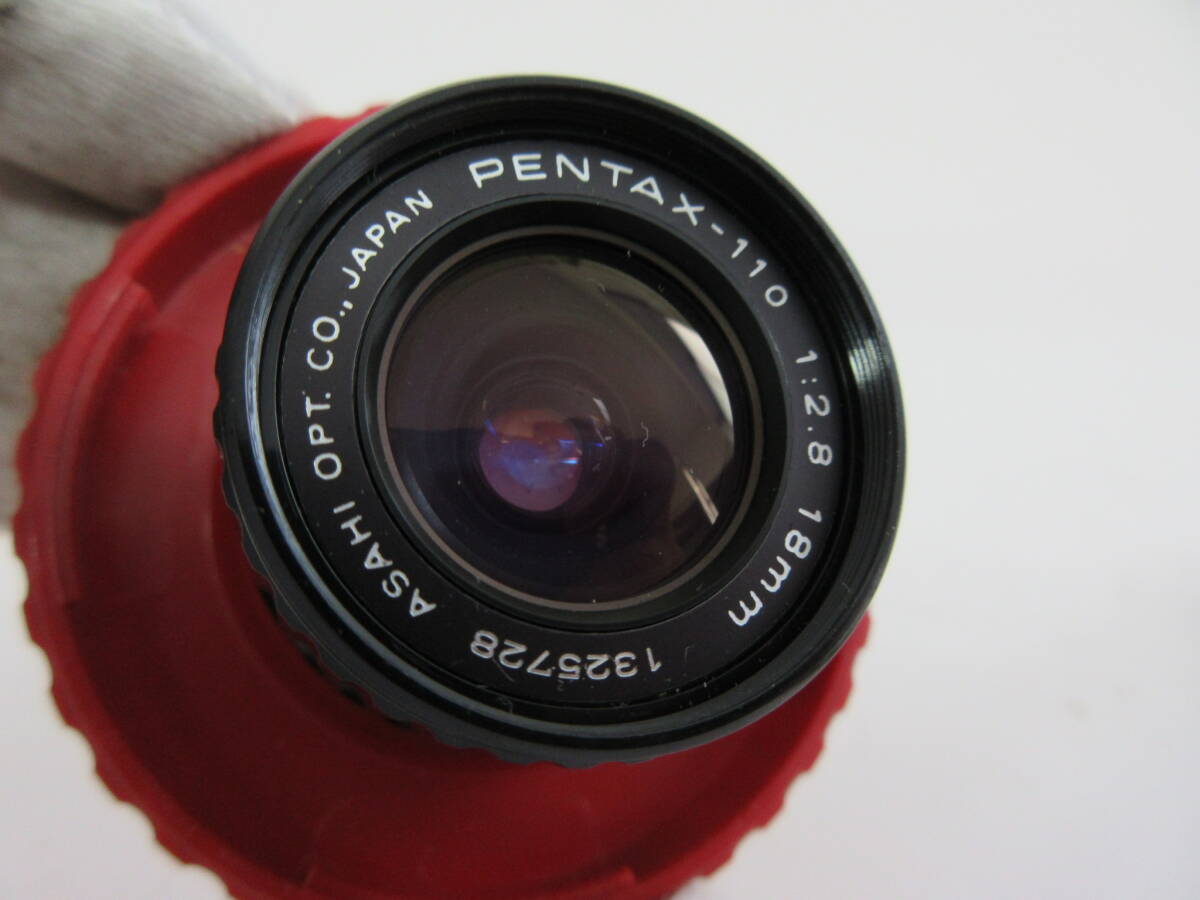 (6-33)PENTAX auto 110  супер   2534955  продаю как нерабочий   PENTAX-110 18mm F2.8 【 затвор  OK】auto110 1231407 50mm F2.8  оптика  110 18mm F2.8