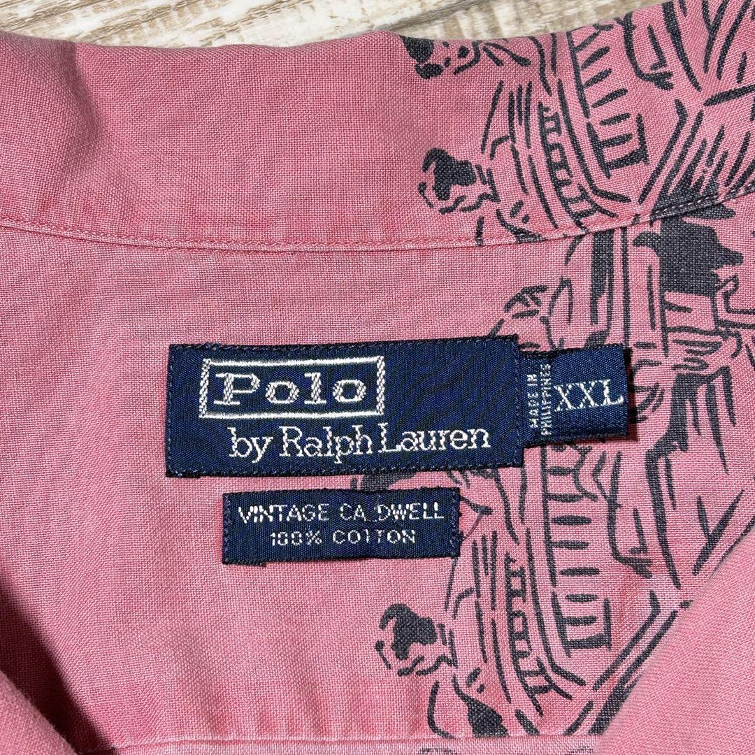 90s Polo by Ralph Lauren Ralph Lauren VINTAGE CALDWELL марлин морская рыбалка cocos nucifera открытый цвет . воротник розовый XXL BOX Silhouette 