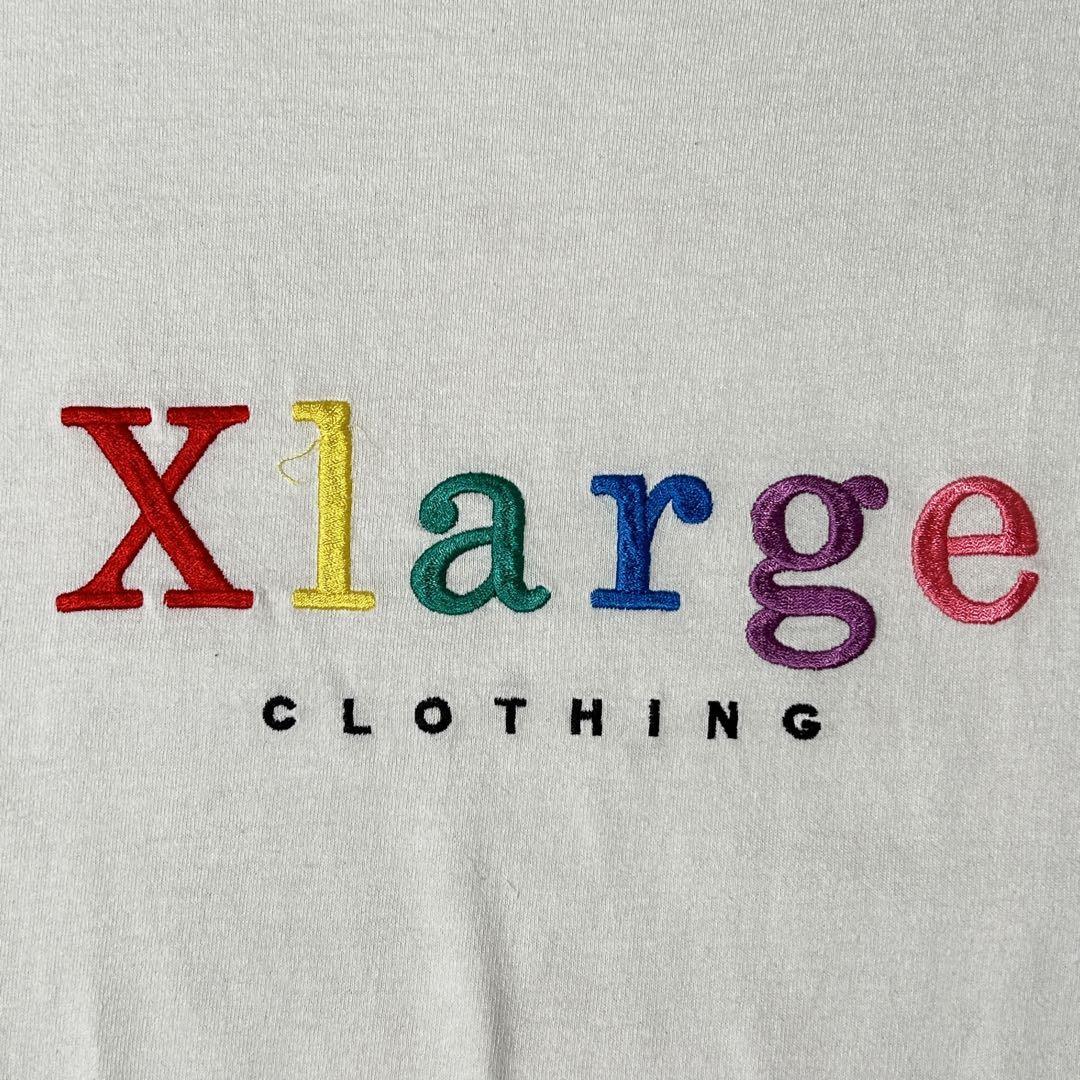 Xlarge エクストララージ Tシャツ 刺繍ロゴ レインボー M 白 スケーター SK8 ストリート_画像3