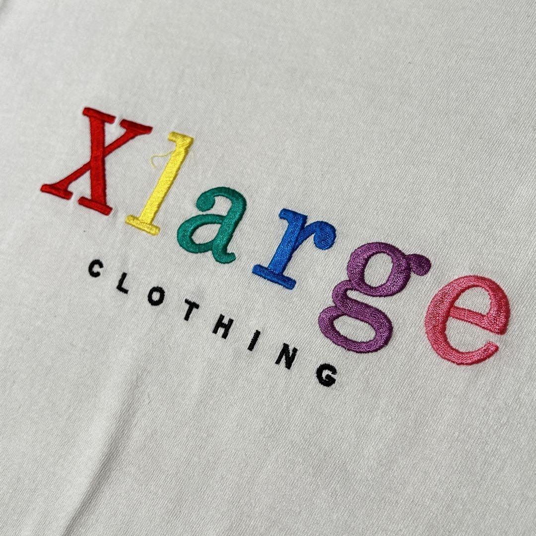 Xlarge エクストララージ Tシャツ 刺繍ロゴ レインボー M 白 スケーター SK8 ストリート_画像4