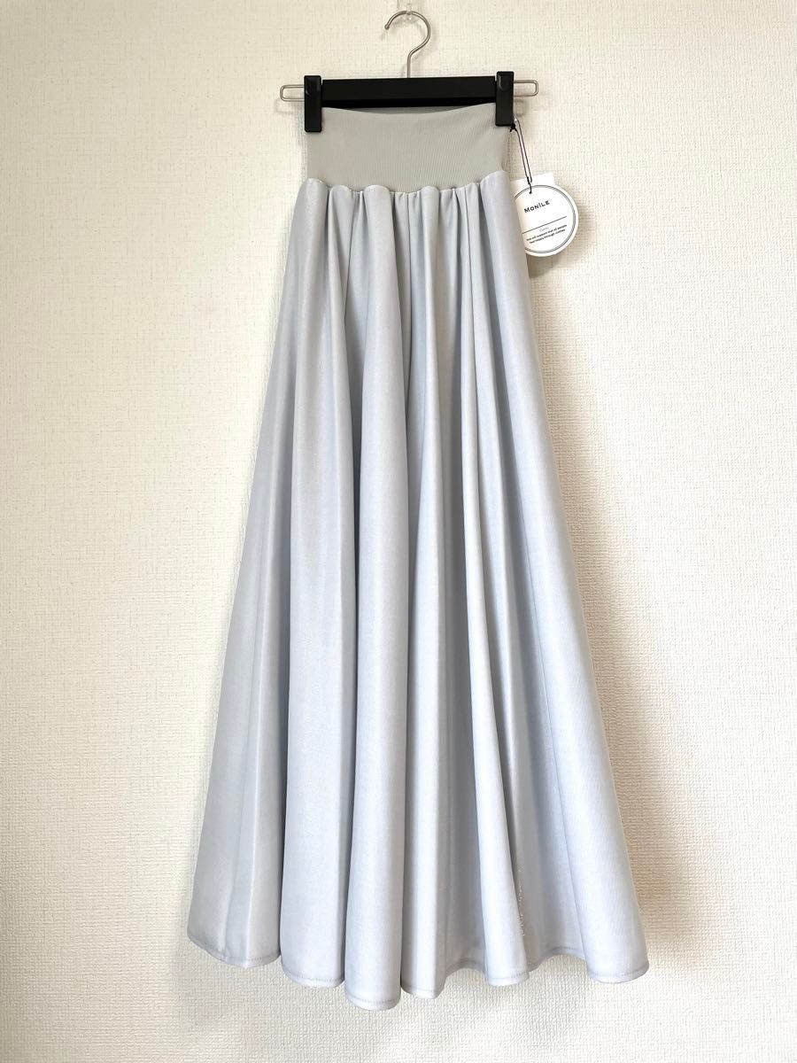 新品】MoNiLE モニーレ ウエストリブ フレアスカート シアー 新品】MoNiLE モニーレ ウエストリブ フレアスカート シアー