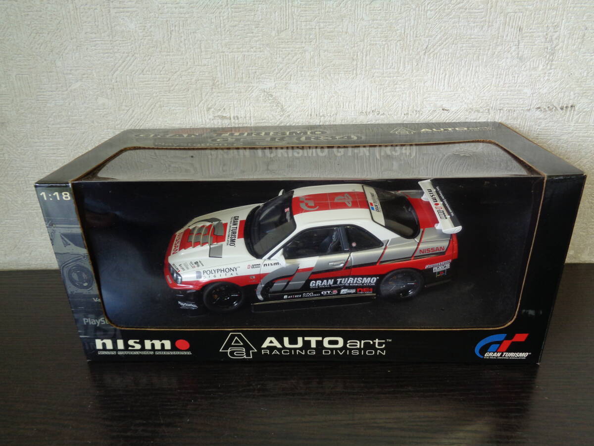 オートアート ニスモ GRAN TURISMO GT-R（R34） 1/18 スカイライン グランツーリスモ AUTOart ミニカー 中古品 管理100_画像1