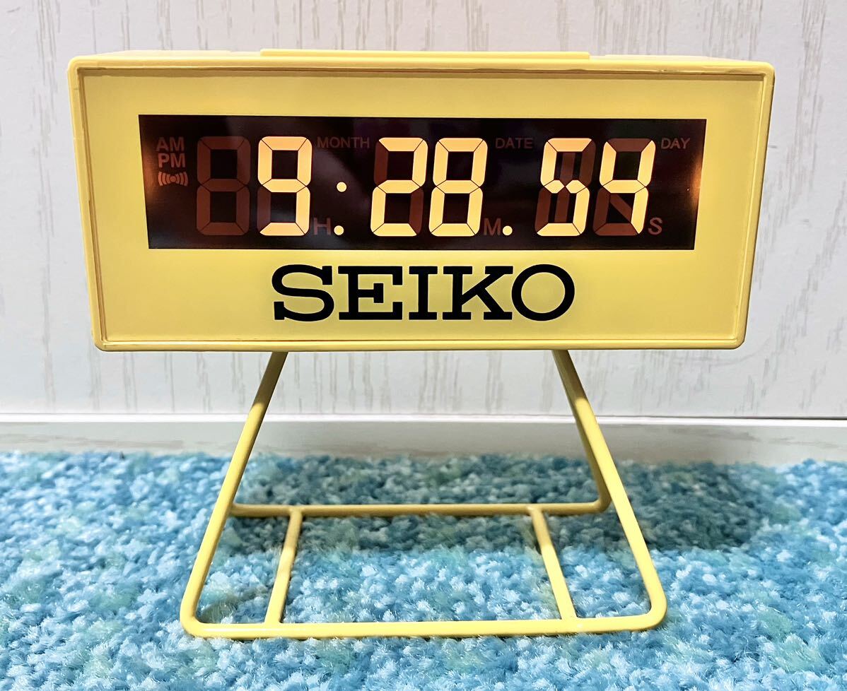 SEIKO セイコー ミニスポーツタイマー 置き時計 セイコークロック 黄色 _画像1