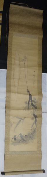 稀少 アンティーク 植物 草 落款 紙本 肉筆 掛軸 絵画 日本画 古美術_画像2