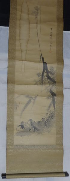 稀少 アンティーク 植物 草 落款 紙本 肉筆 掛軸 絵画 日本画 古美術_画像4