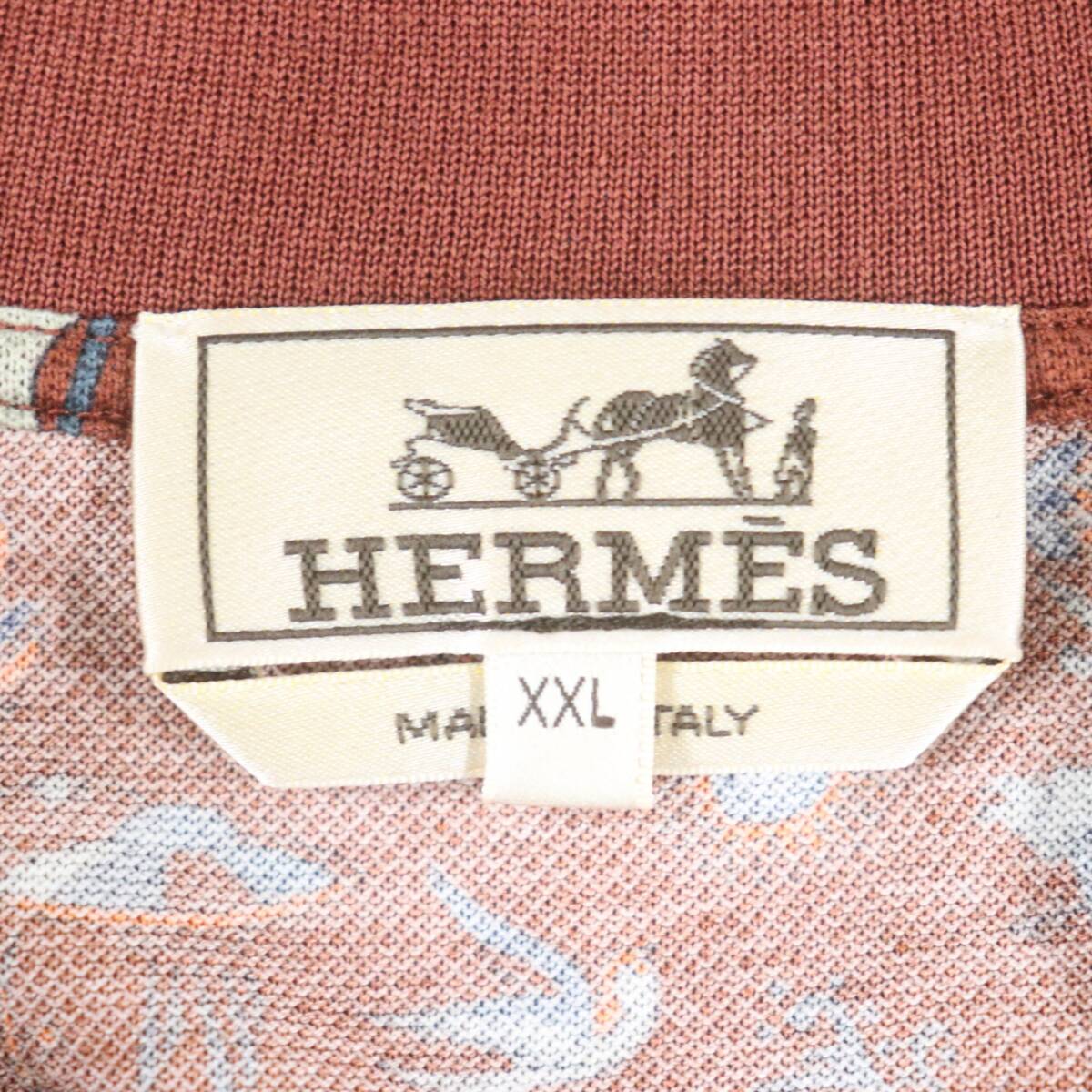 ITRAJU99EWFG быстрое решение подлинный товар внутренний стандартный HERMES Hermes рубашка-поло размер XXL мужской общий рисунок tops короткий рукав бордо хлопок хлопок 