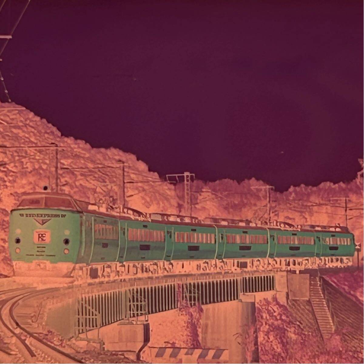 古い鉄道写真 ネガフィルム 883系 RED EXPRESS 783系 タウンシャトル ED761017 EF81414 富士 JR九州 列車 昭和 電車 （051701_画像3