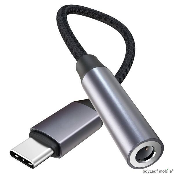 タイプＣ イヤホン 変換 アダプタ ブラック USB Type-C ヘッドホン 3.5mm DAC DAコンバーター D/A_画像1