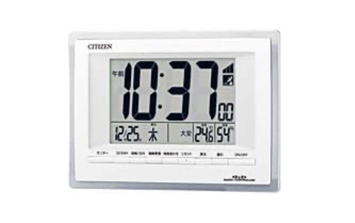 【美品】CITIZEN電波時計 デジタル電子音目覚まし時計 シチズン リズム時計 置き掛け兼用