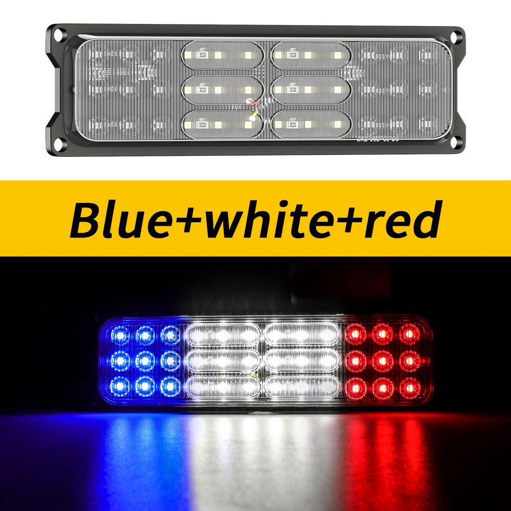 送料無料.. 72W サイド マーカー ブルー/ホワイト/レッド ストロボ LED ライト マーカー 警告灯 ランプ グリル マーカー トラック 汎用_画像3