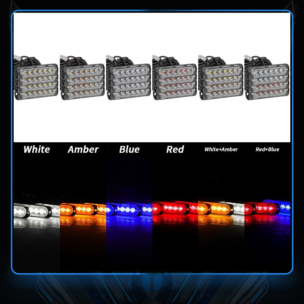 送料無料.. 6連 LED ライト ハザード ストロボ カラー：ホワイト/アンバー フラッシュ 警告灯 パトロール ライトバー 緊急点滅 4個セット_画像3