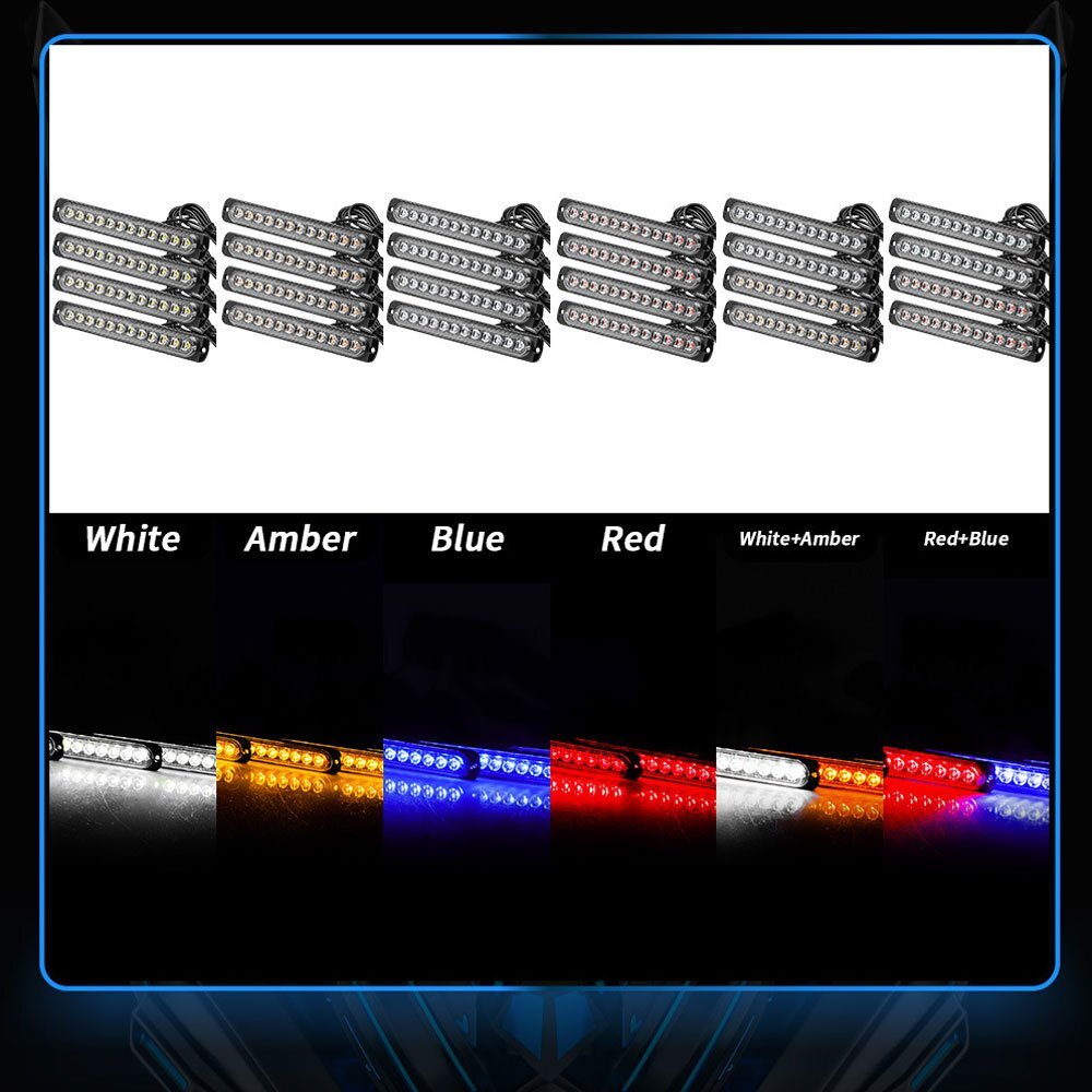  free shipping.. LED 12 ream LED light hazard red / blue strobo flash warning light Patrol light bar urgent blinking SUV ATV 4 piece 