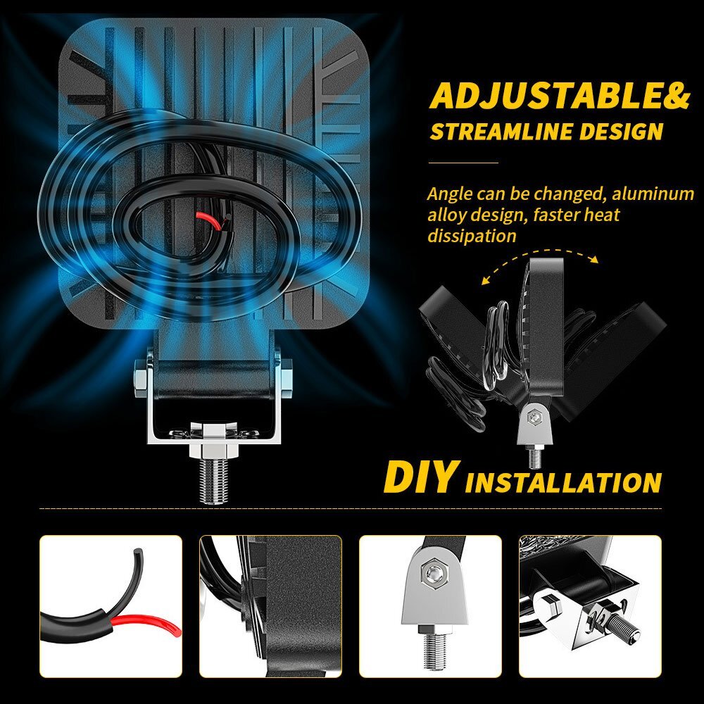 21W LED 作業灯 ワークライト ホワイト 6500K 12V/24V トラック UTV ATV ボート 建築機械 道路照明 工事現場 多用途 汎用 10個_画像4