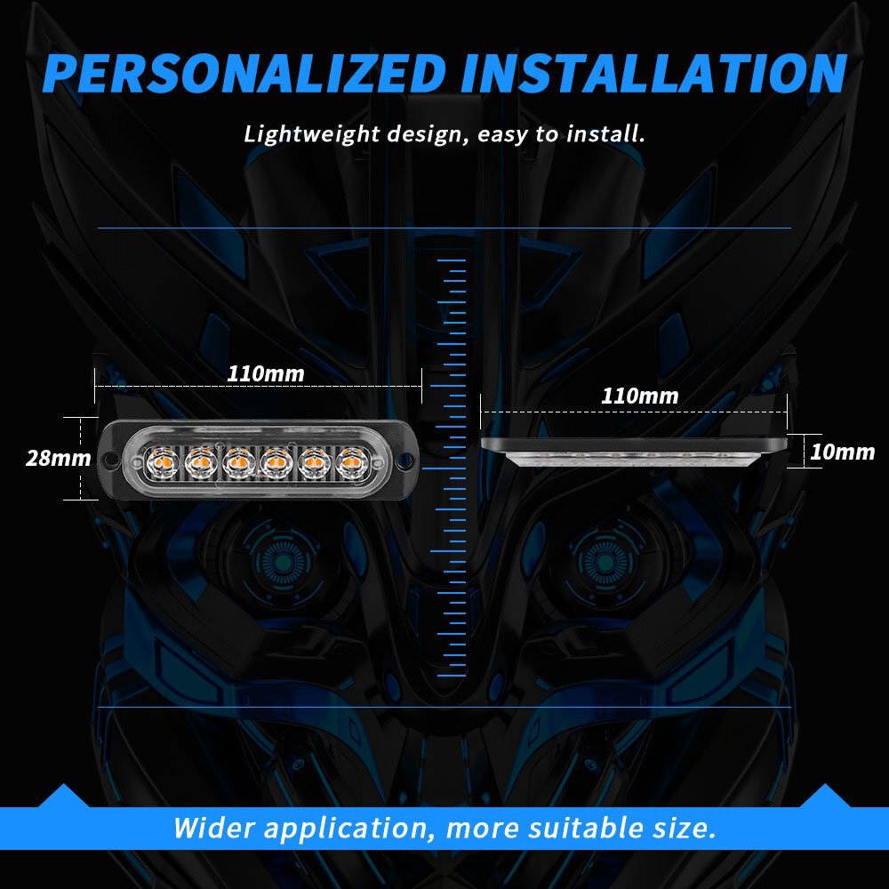 送料無料.. 6連 LED ライト ハザード ストロボ カラー：ブルー フラッシュ 警告灯 パトロール ライトバー 緊急点滅ライト 4個セット_画像5