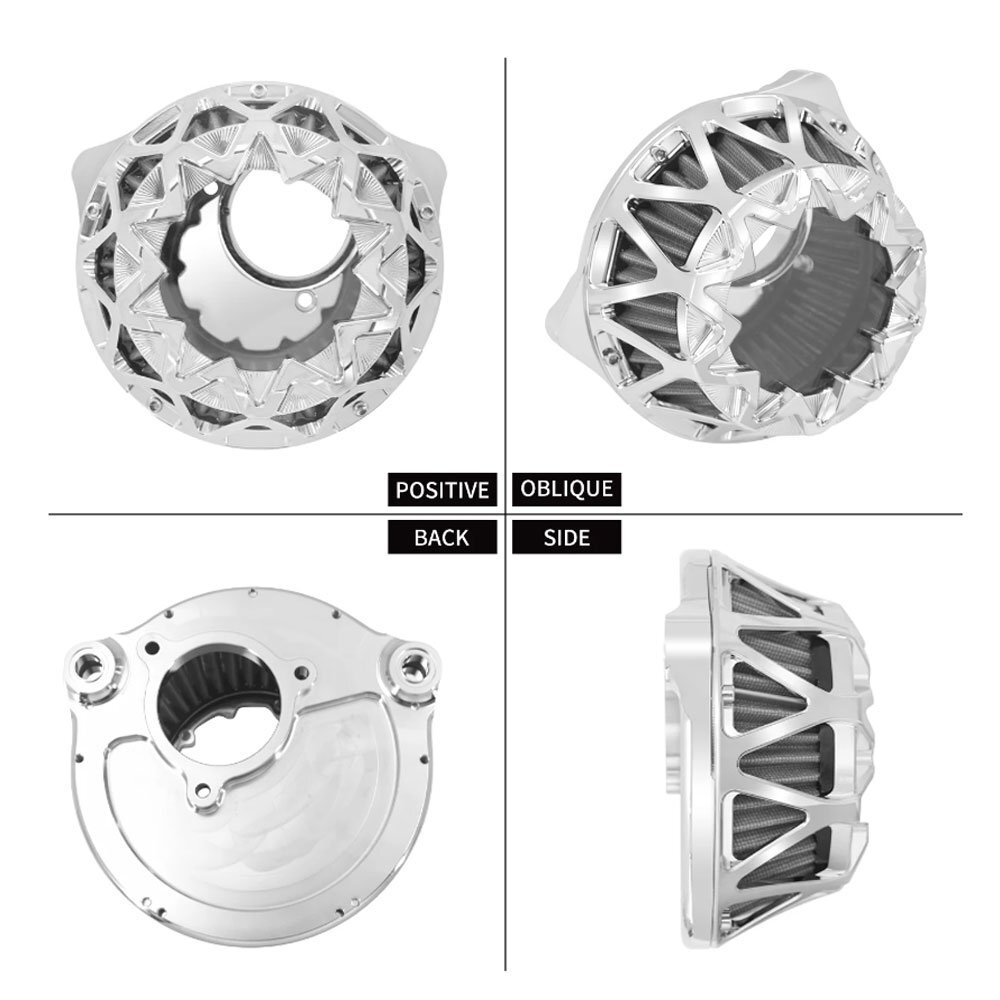 ハーレー スポーツスター XL883 1200 X48 72 Iron883 91-23に適合!! エア クリーナー エア フィルター クローム/シルバー CNC Sportster-XX_画像7