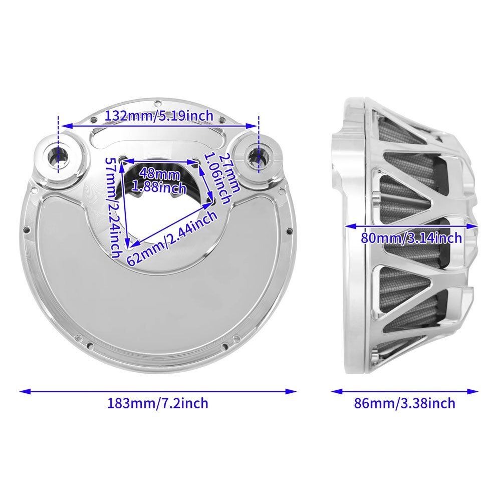 ハーレー スポーツスター XL883 1200 X48 72 Iron883 91-23に適合!! エア クリーナー エア フィルター クローム/シルバー CNC Sportster-XX_画像5