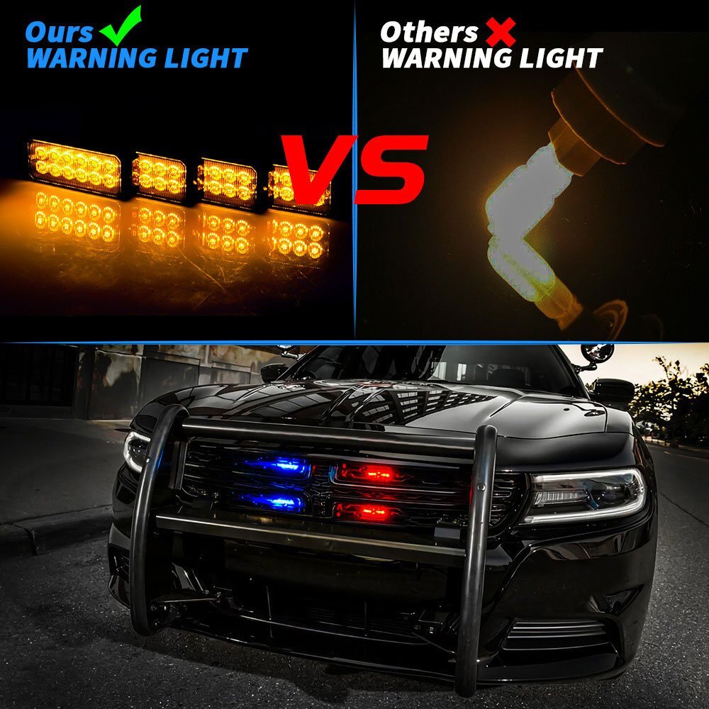 LED 2列 12連 LED ライト ハザード レッド/ブルー ストロボ フラッシュ 警告灯 パトロール ライトバー 緊急点滅 SUV ATV 4個_画像4