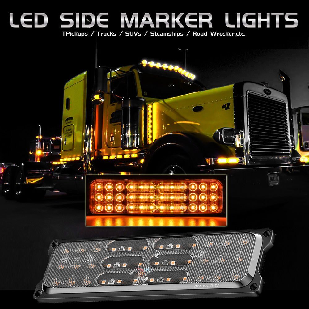 送料無料.. 72W サイド マーカー アンバー ストロボ LED ライト マーカー 警告灯 ランプ グリル マーカー トラック 自動車 乗用車 汎用_画像2