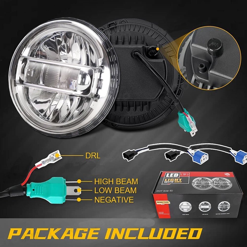 送料無料.. 7インチ LED ヘッドライト 90W ジープ JK JKU TJ MINI ジムニー ハマー H1 H2 HI.Low.DRL シルバー 車検対応 LY-KK7-001 2個_画像9