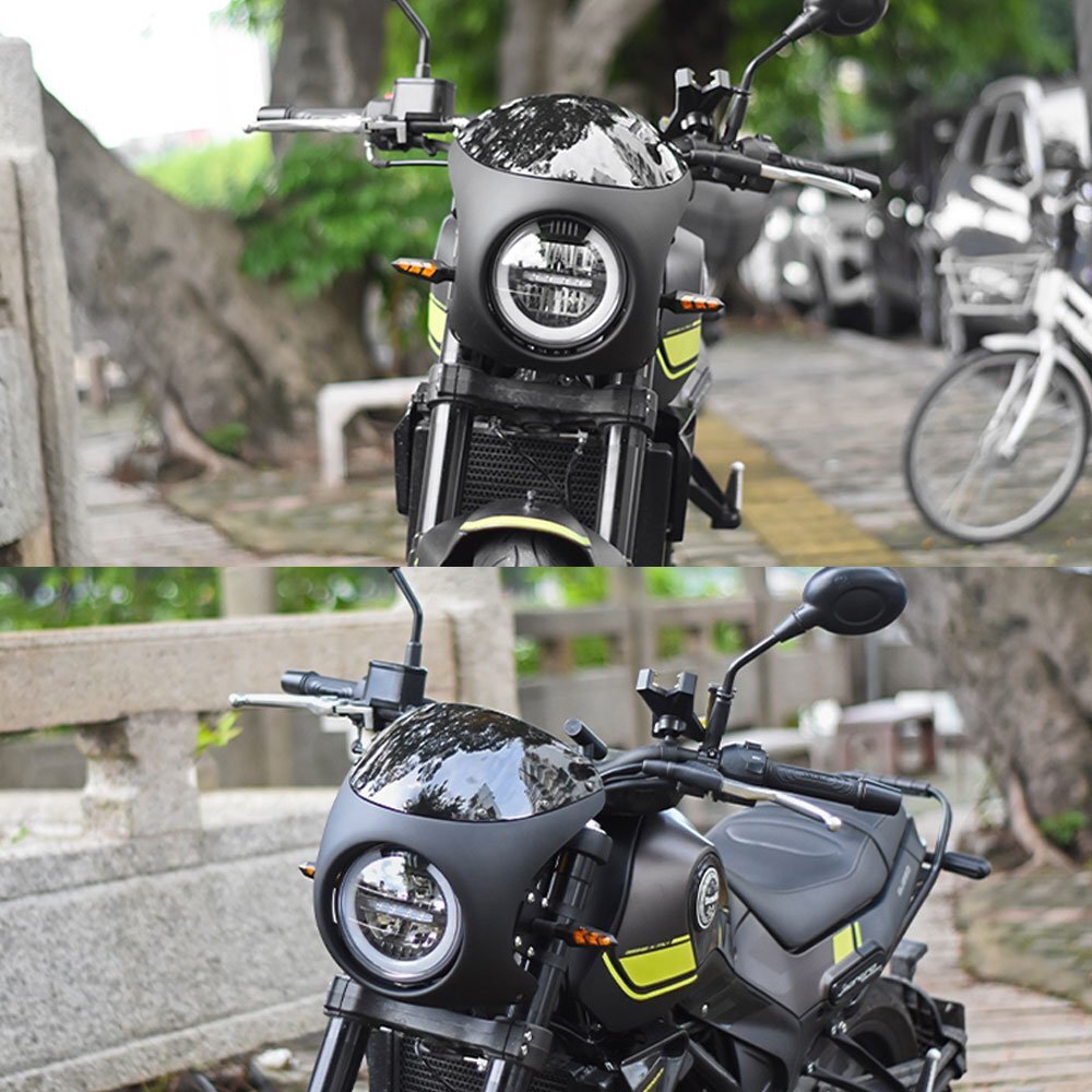 オートバイ 7インチ ヘッドライト フェアリング カバー カウル ハーレー ホンダ ヤマハ スズキ 光沢白 ホワイト 透明 PIG-LC-WT_画像5