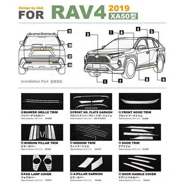 送料無料.. トヨタ RAV4 XA50 2019年～ ラゲッジスカッフプロテクター 傷予防 ブラック ヘアライン仕上げ ステンレス SN-4340 新品_画像4