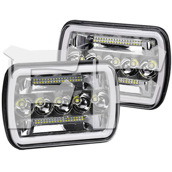 送料無料.. 5x7 7x6 LEDヘッドライト HI.Low.DRL.ウィンカー H6052 H6053 H6054 Jeep ラングラー YJ XJ MJ GMC フォード 新品 2個 HL10-7_画像1