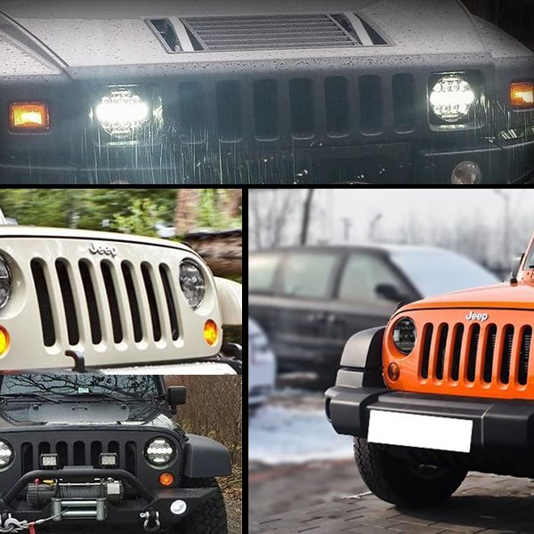 送料無料.. 7インチ LED ヘッドライト Jeep Wrangler JK JKU TJ CL ハマー 75W Hi.Low切替式 シルバー 6500K DOT承認品 MS-HL75A 2個 新品_画像8