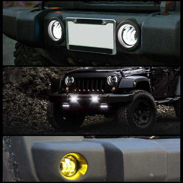 For Jeep Wrangler JK JKU ダッジ 4インチ LED フォグランプ フォグライト イエロー 30W MS-FG30A 新品_画像8
