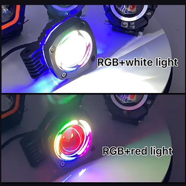 送料無料.. 多彩 RGB ストロボ機能 LED ワークライト フォグランプ オートバイ SUV ATV ボート 警告灯 建設機械 12V/24V XGP-RGB 2個 新品_画像4