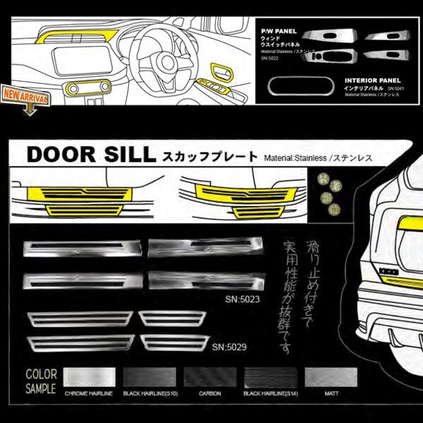 送料無料.. 日産 キックス KICKS P15 2020年6月~ サイド ウィンドウトリム ガーニッシュ メッキ ステンレス 鏡面 SN-5047 新品_画像5