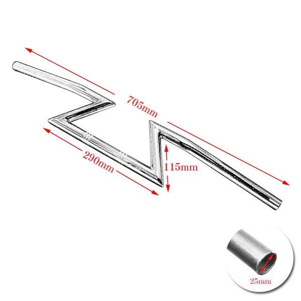 25mm ハンドルバー Zバー ハーレー ヤマハ ホンダ スズキ カワサキ..など オートバイ バイク 汎用 メッキ HandleBar-Q25 新品_画像3