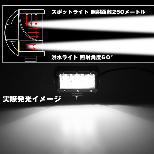 送料無料.. LEDワークライト 5インチ 65W 洪水ライト/スポットライト 作業灯 補助灯 新品 投光器 ホワイト 6500K 5C-65W 12V/24V兼用 4個_画像3