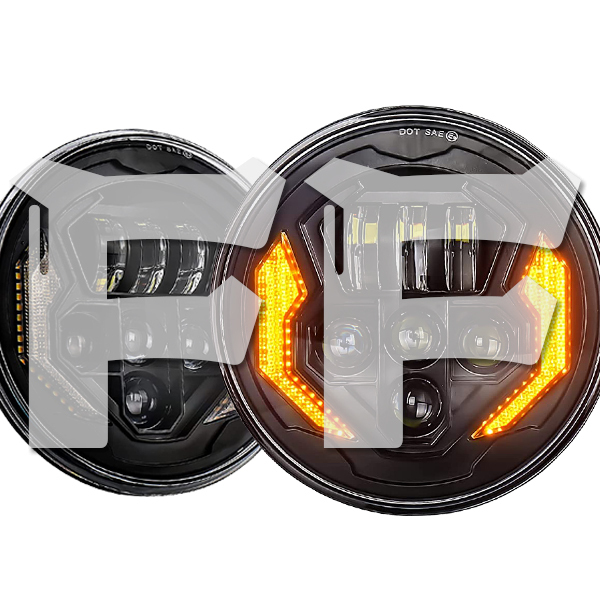 Jeep JK JKU TJ LJ スズキ ジムニー ハマー H2 HI.Low.DRL.ウインカー 7インチ LED ヘッドライト ホワイト 12V 2個 OL-2172R 新品_画像1