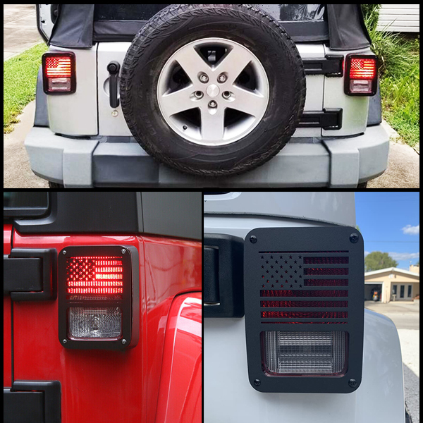 テールライトカバー ランプ保護用 07年~18年式 Jeep ジープ JK JKU ラングラー アメリカ国旗 ランプガード 新品 TLDB-USA 2枚_画像4