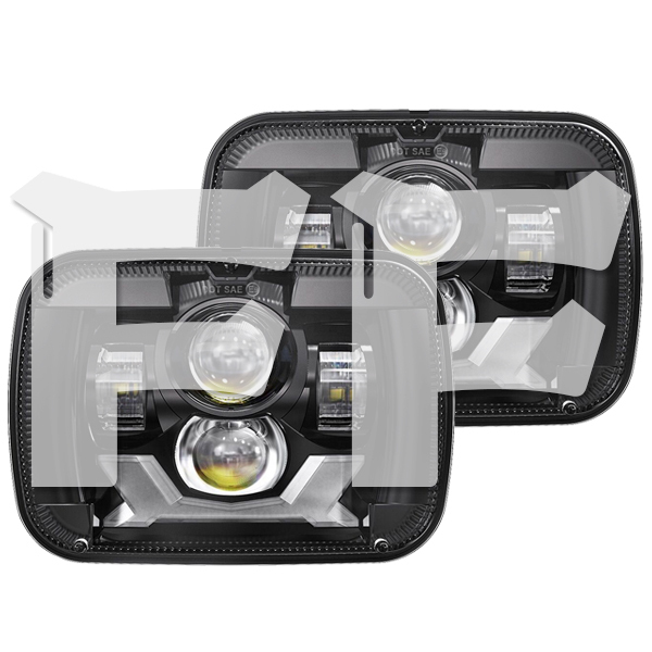 5x7 7x6 LEDヘッドライト HI.Low.DRL.ウィンカー トヨタ H6054 Jeep ラングラー YJ XJ MJ GMC フォード MS-5798 ブラック 新品_画像1