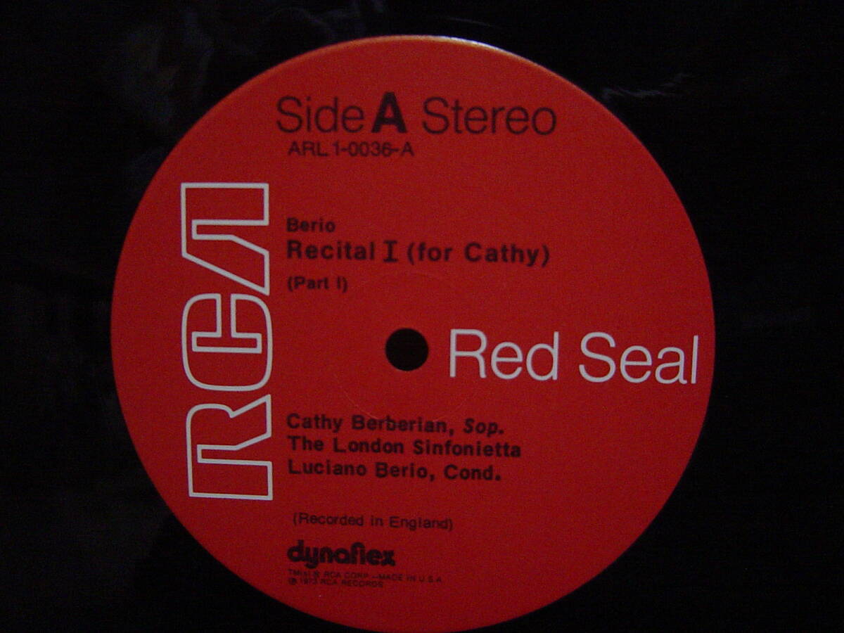 LP[CLASSIC] 米RCA ルチアーノ・ベリオ キャシー・バーベリアン RECITAL I (FOR CATHY) ロンドン・シンフォニエッタ APL1-0036_画像2
