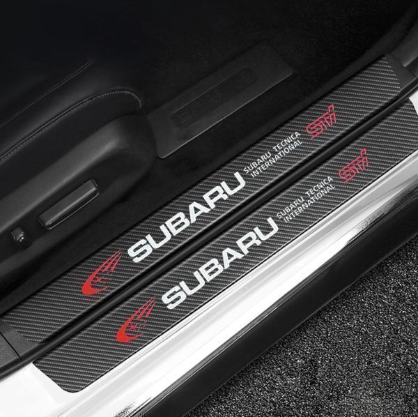 S121【SUBARU STI】ドア フット プロテクター カーボン ステッカー スカッフ プレート インプレッサ レガシィ BRZ スバル_画像1