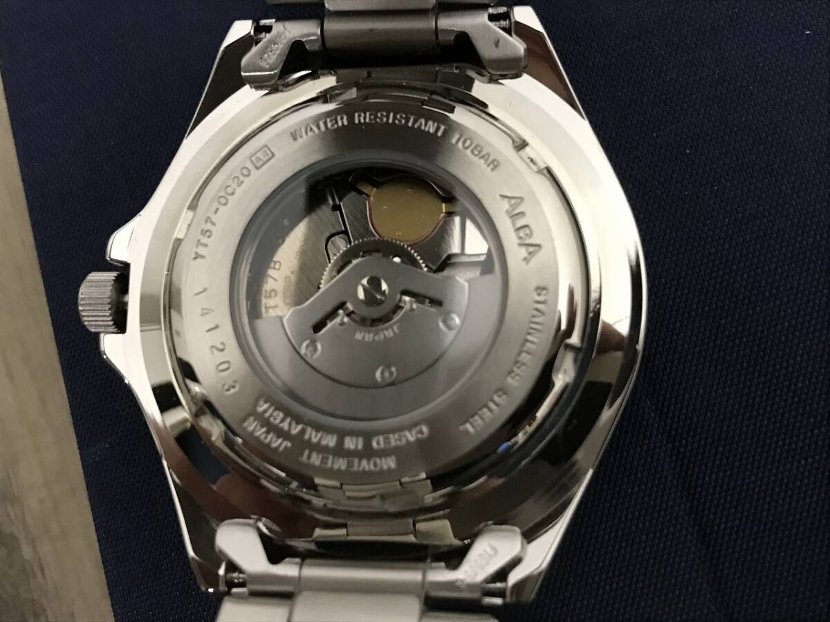  не использовался товар [ Seiko ×ja Ian tsu] Alba YT57-0C20ja Ian tsu модель самозаводящиеся часы обратная сторона ske Date серебряный мужские наручные часы 2