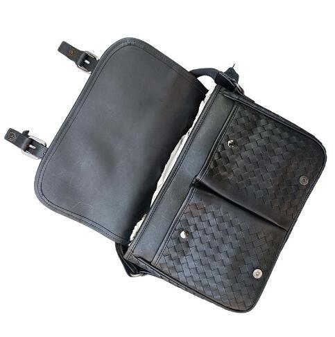  стандартный мужской бизнес casual плечо телячья кожа ручной вязки большая вместимость сумка на плечо 