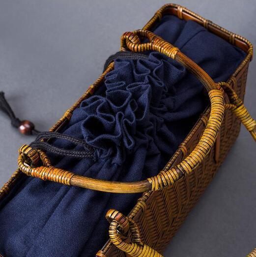 竹編みバッグ茶道具収納手編みバッグ和風弁当バッグ竹包み_画像3