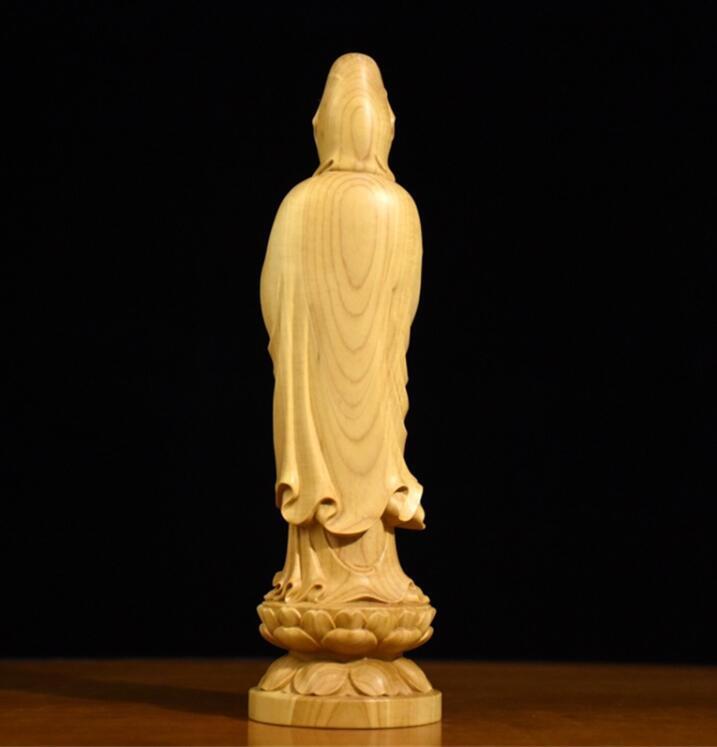 小葉黄楊木彫り如意観音神像置物の画像5