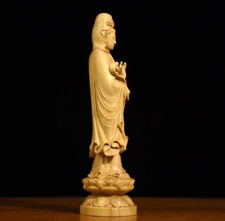 小葉黄楊木彫り如意観音神像置物の画像4