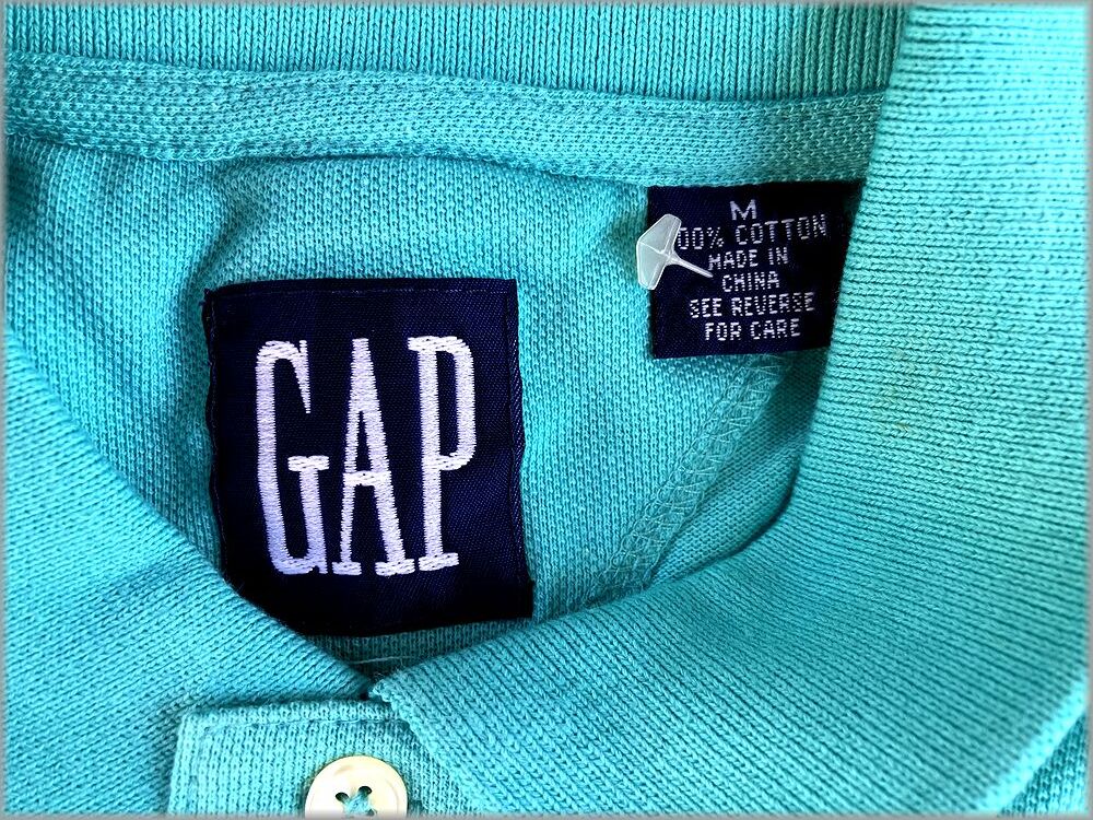 ★GAP ギャップ　デッドストック　90s　半袖　ポロシャツ　鹿の子生地　size M　ターコイズ★検 ビンテージ Tシャツ アメリカ 古着 80s_画像3