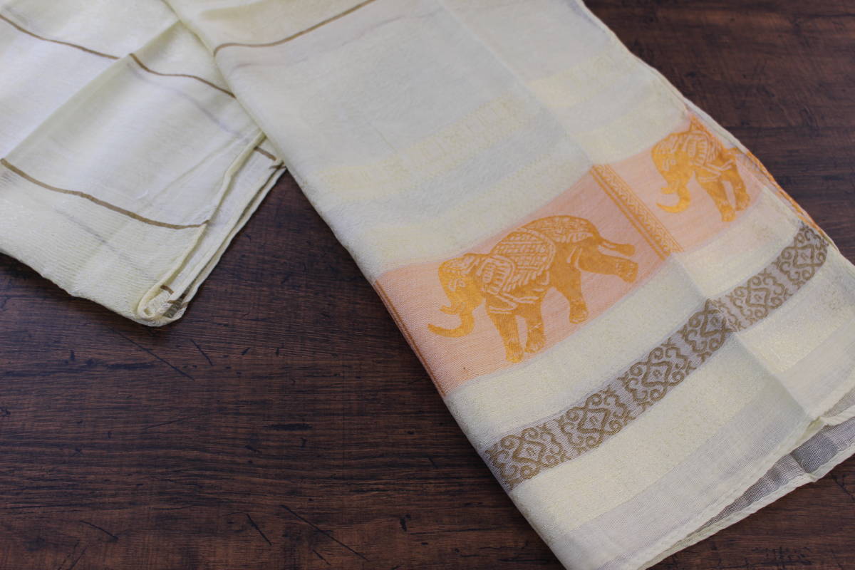  new goods spring color thin [ silk 100% SILK] Elephant pattern . pattern lemon yellow yellow color YELLOW Gold GOLD gold scarf / stole 